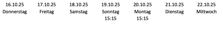 Wochenübersicht Wochenübersicht