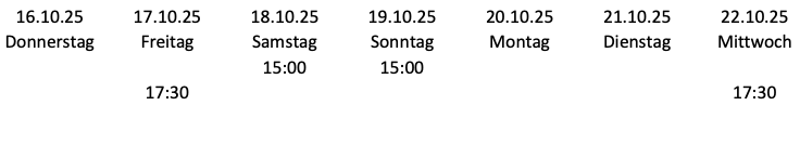 Wochenübersicht Wochenübersicht