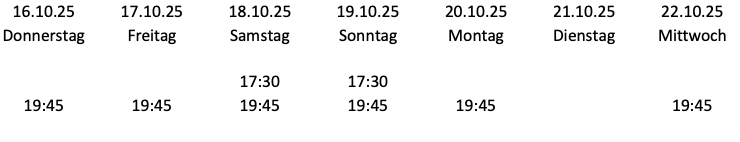 Wochenübersicht Wochenübersicht
