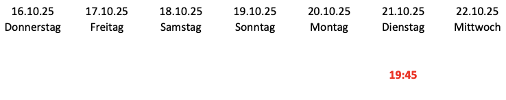 Wochenübersicht Wochenübersicht
