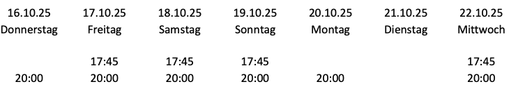 Wochenübersicht Wochenübersicht